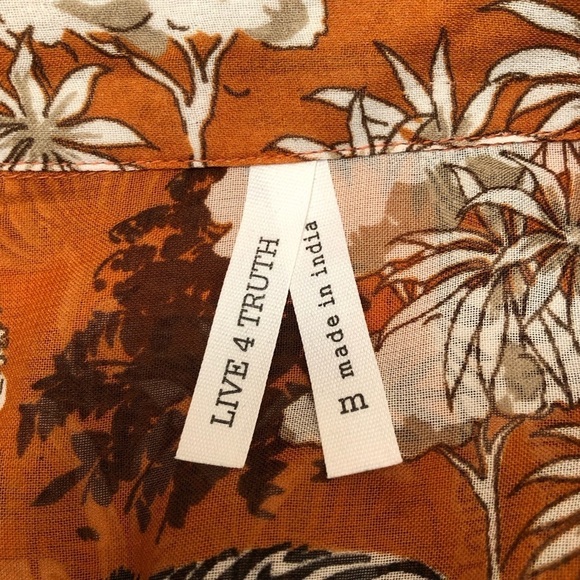 Live 4 Truth Long Shirt Dress Medium Womens Sheer Button Zebra Palm Trees NWT - Picture 9 of 16